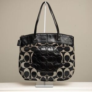 Coach Purse Signature Monogram Laura Black Gray Jacquard Classic Retro Y2K 90s